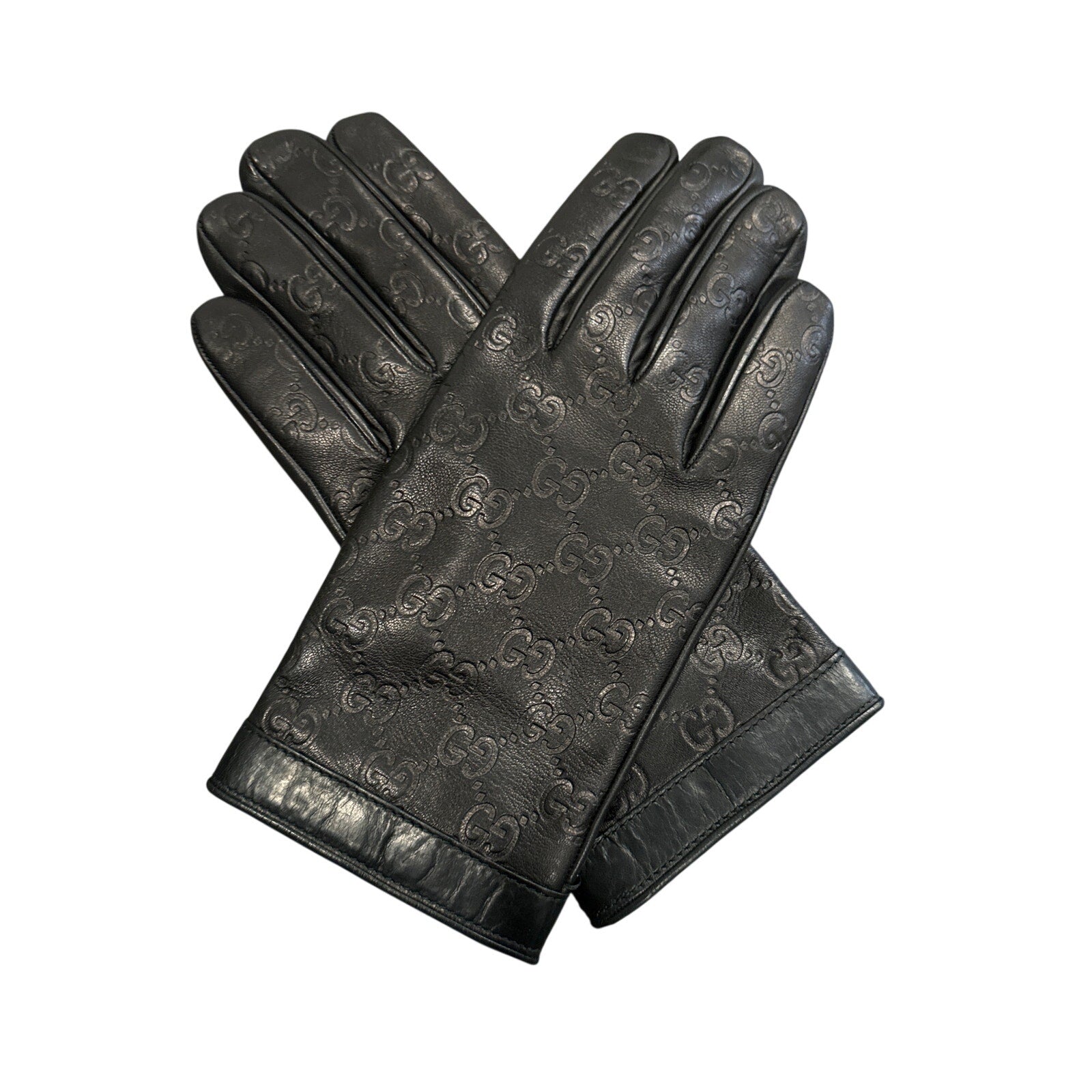 Gucci Women’s Leather gloves embellished with embossed GG logo NWT