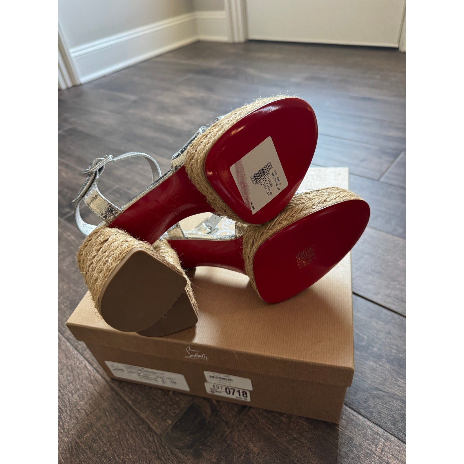 CHRISTIAN LOUBOUTIN Calakala 85 metallic leather espadrille sandals BNIB 38