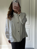 Saint Laurent White Windbreaker Jacket with Black YSL logo