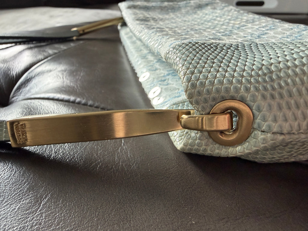Bottega Veneta Blue Leather Shoulder Bag | Gold Tone Hardware
