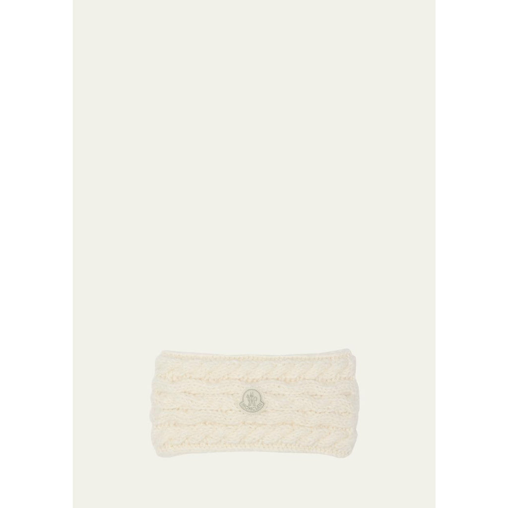 MONCLER Logo Natural Cable Knit Alpaca Headband Ear Warmer NWT