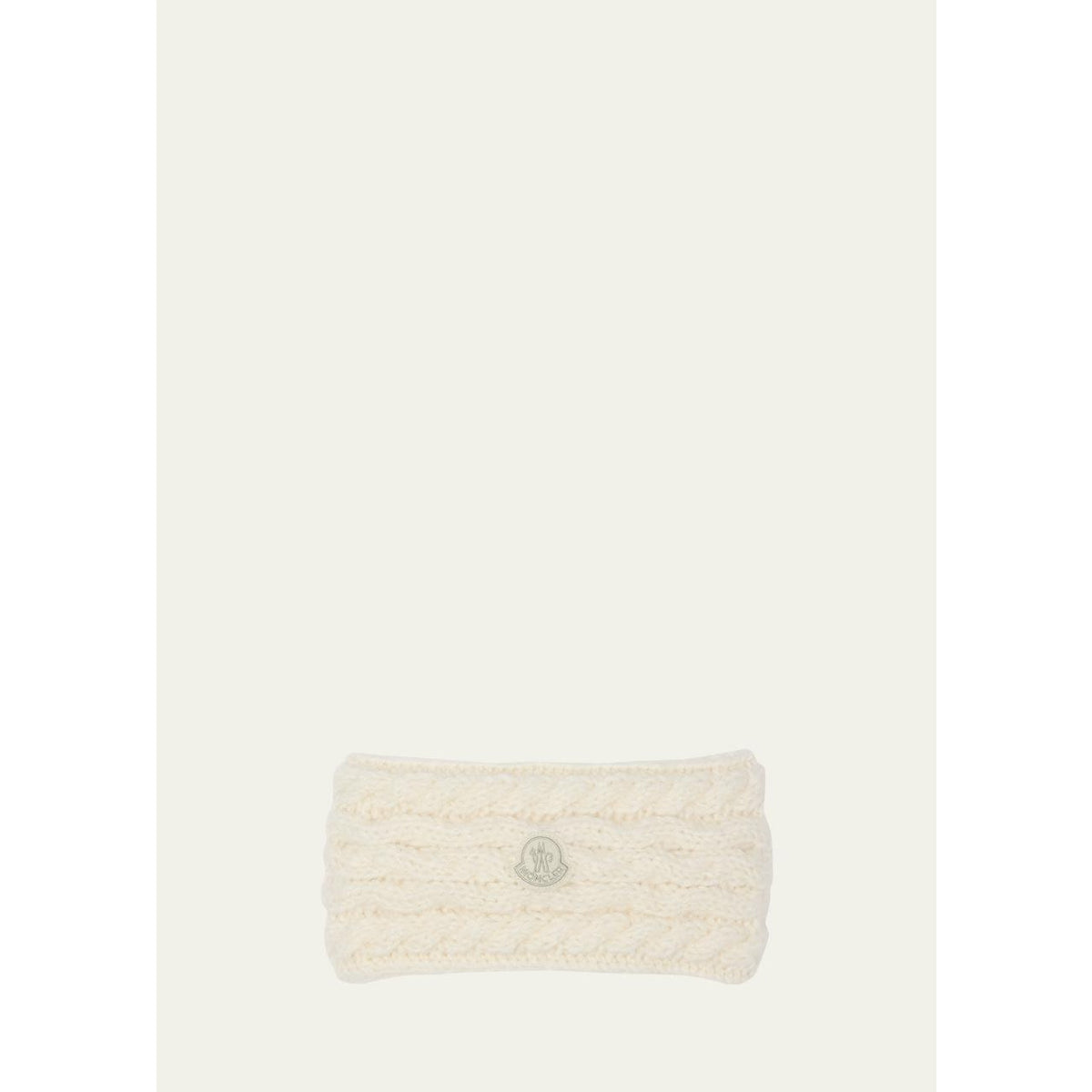 MONCLER Logo Natural Cable Knit Alpaca Headband Ear Warmer NWT