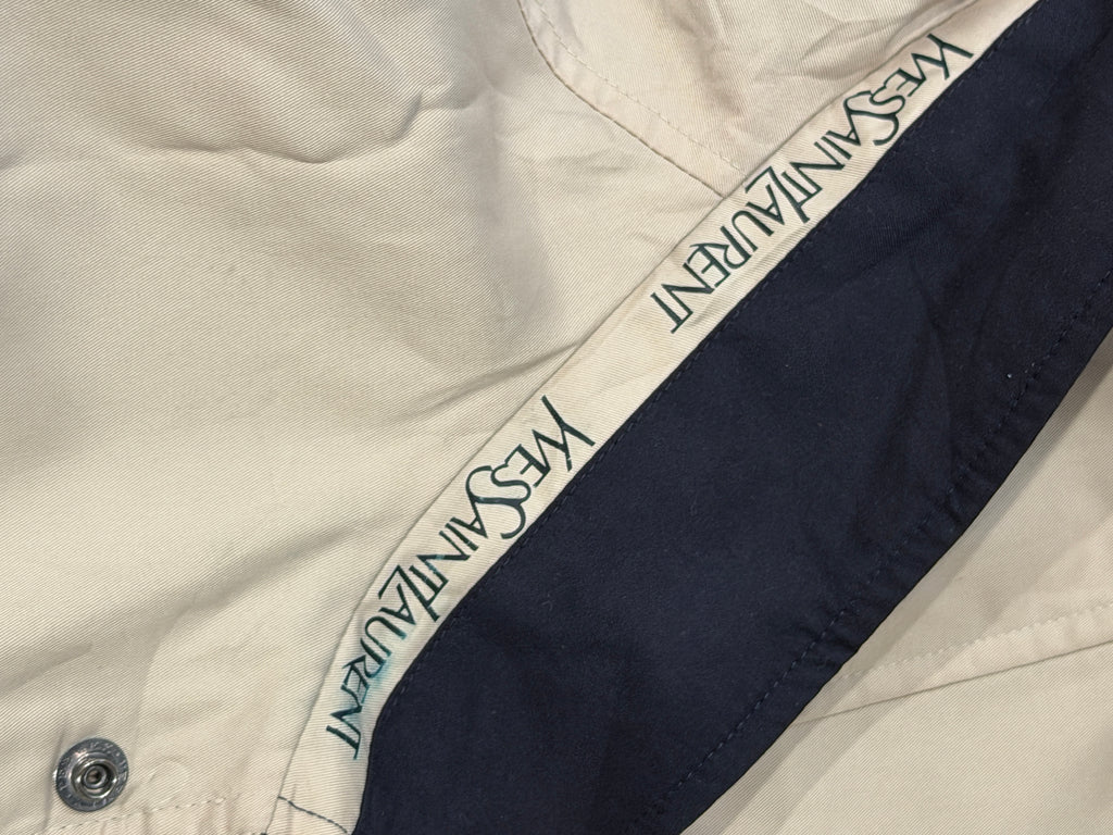 Yves Saint Laurent Vintage YSL Reversible Black Khaki Windbreaker Bomber Jacket Size 100