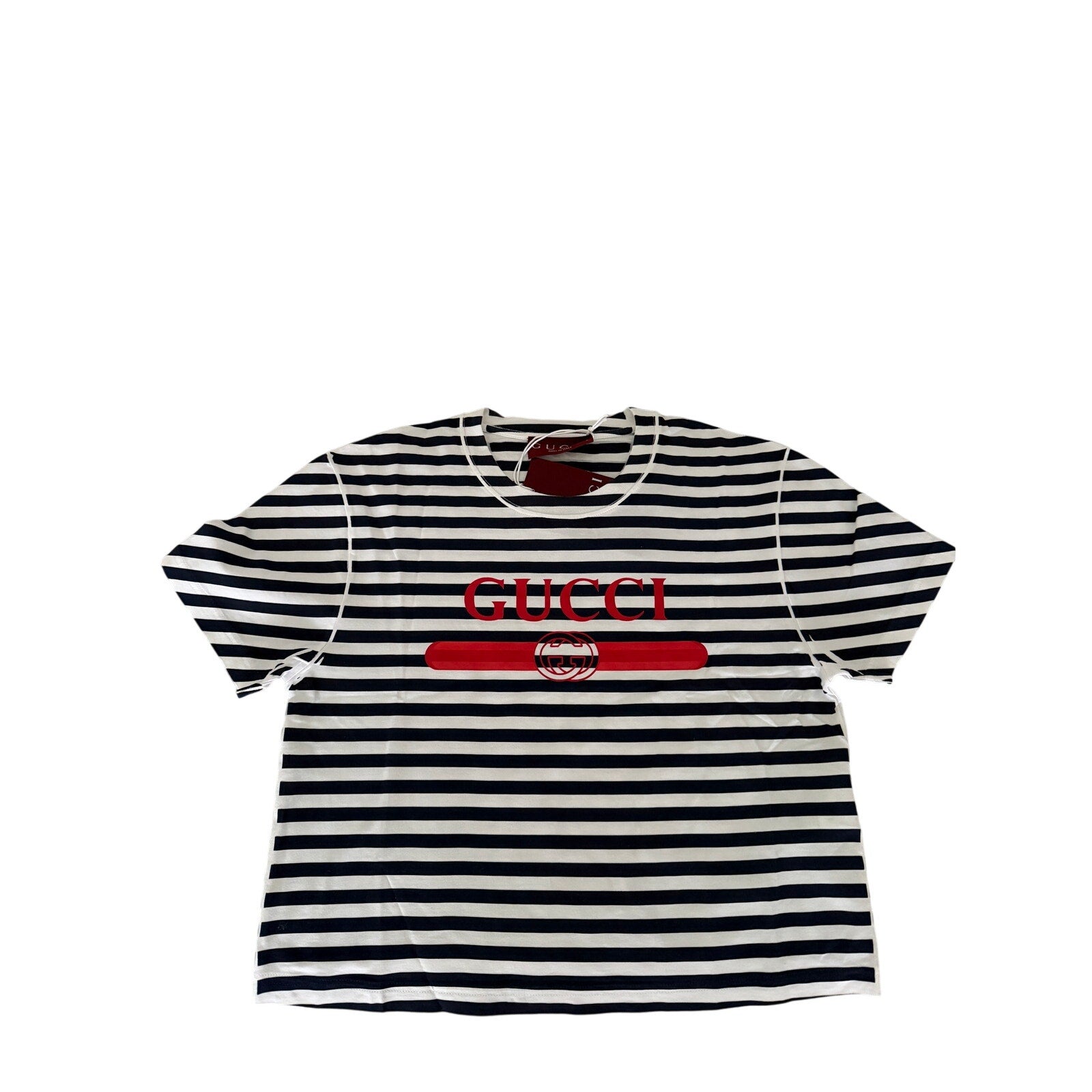 Gucci Logo Printed Striped T-Shirt Size Small NWT