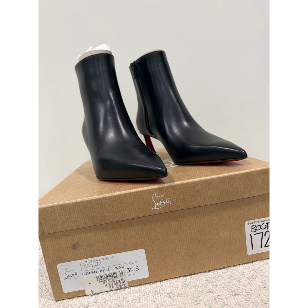 Christian Louboutin Condora Booty Black Calf Leather 55mm | New in Box 39.5