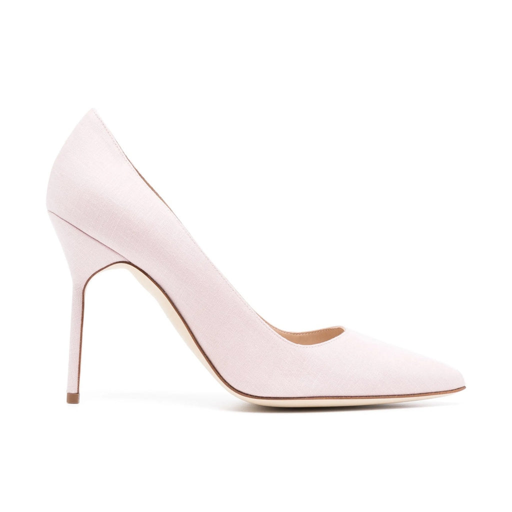 Manolo Blahnik 70mm Light Pink Linen BB Pumps Size 37 BNIB