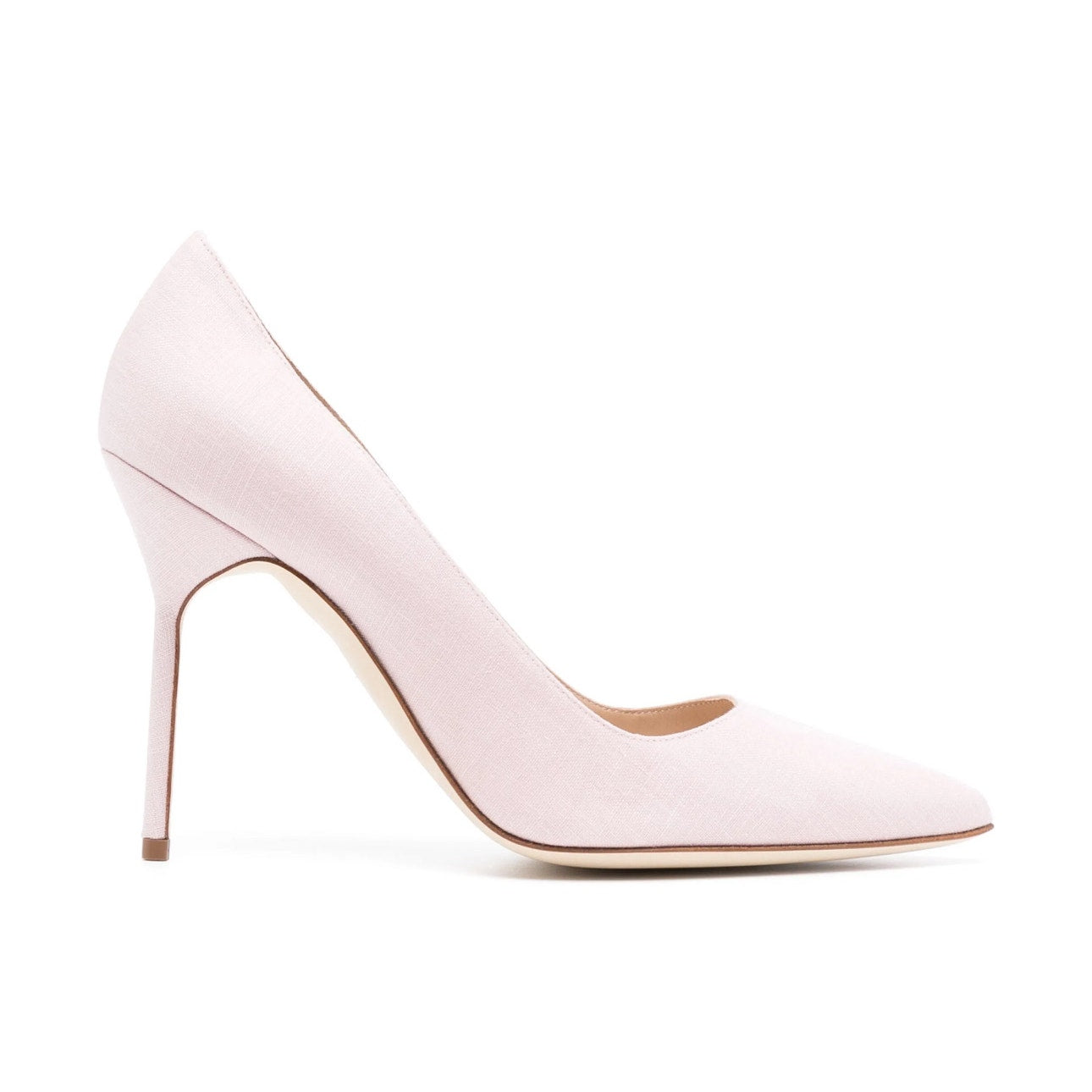 Manolo Blahnik 70mm Light Pink Linen BB Pumps Size 37 BNIB