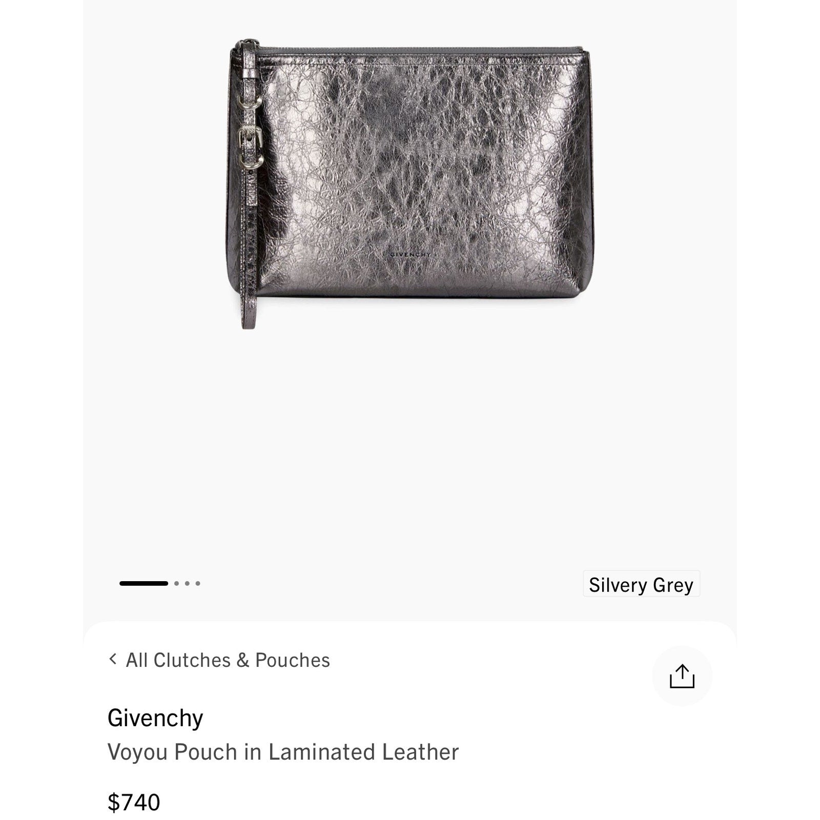 Givenchy Voyou metallic leather pouch NWT