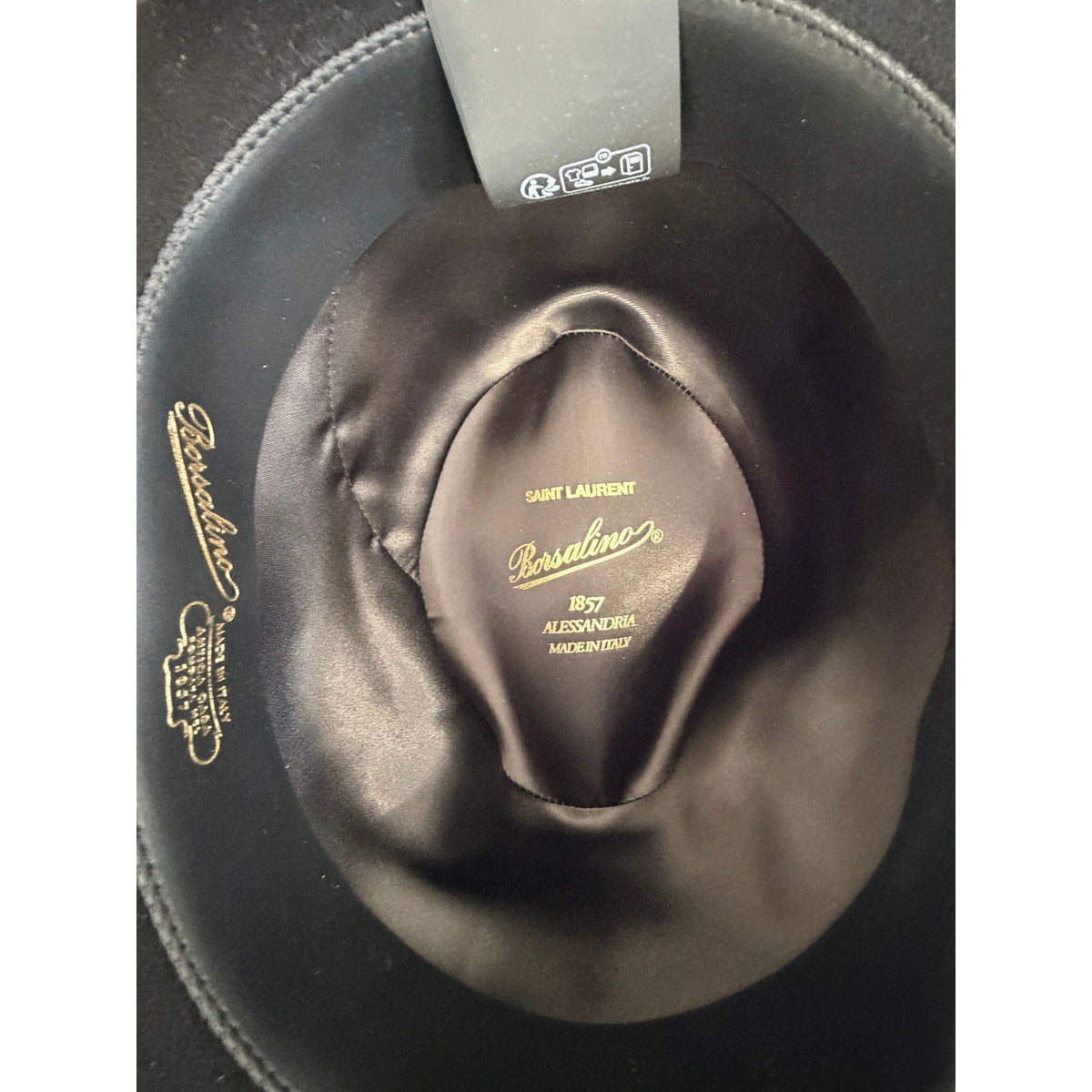 Saint Laurent x Borsalino Federico Black Wool Felt Fedora Hat Size 58 Medium Unisex