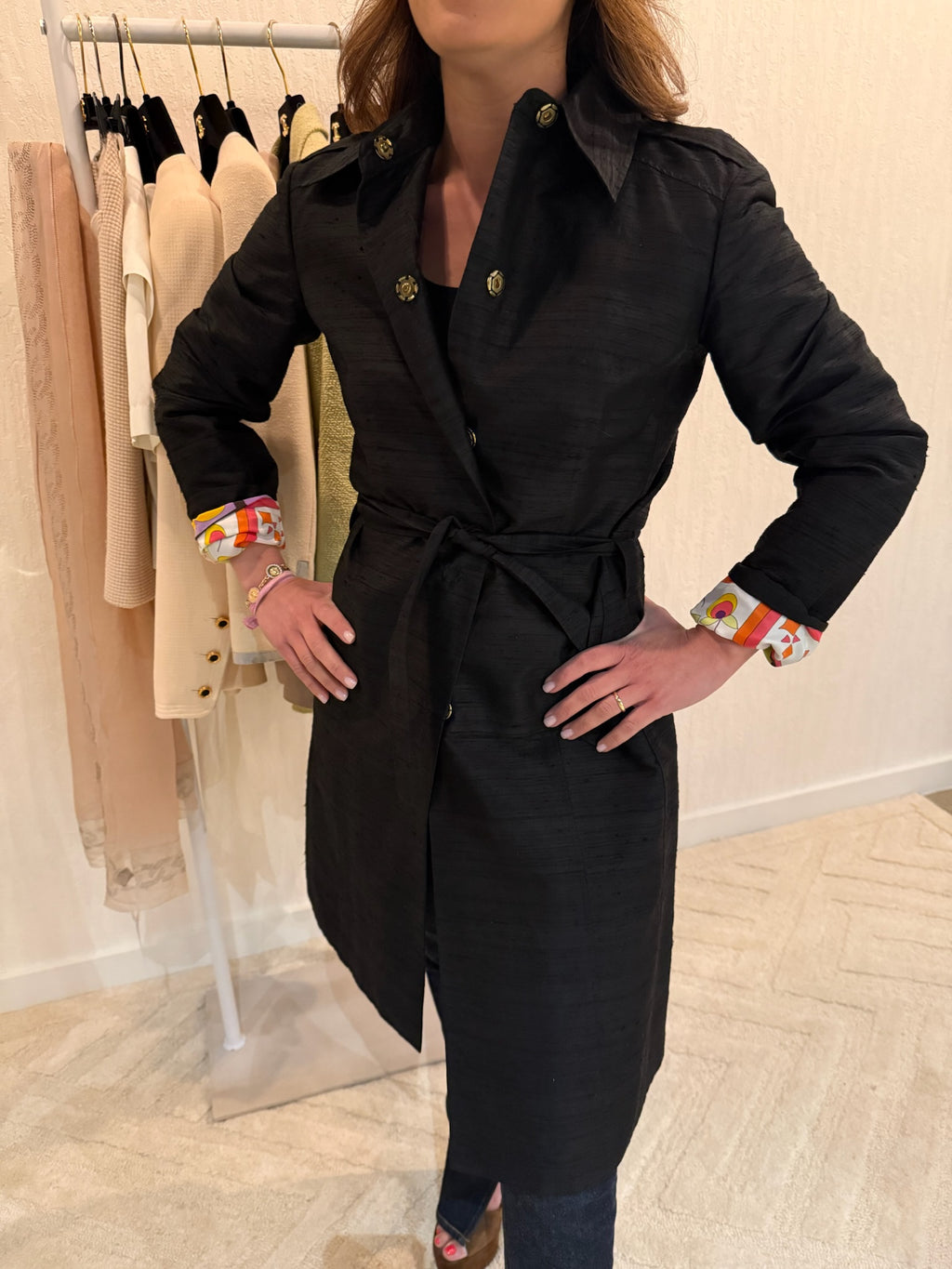 Dolce & Gabbana Black Jacket with Colorful Printed Silk Lining | IT 42 US 6
