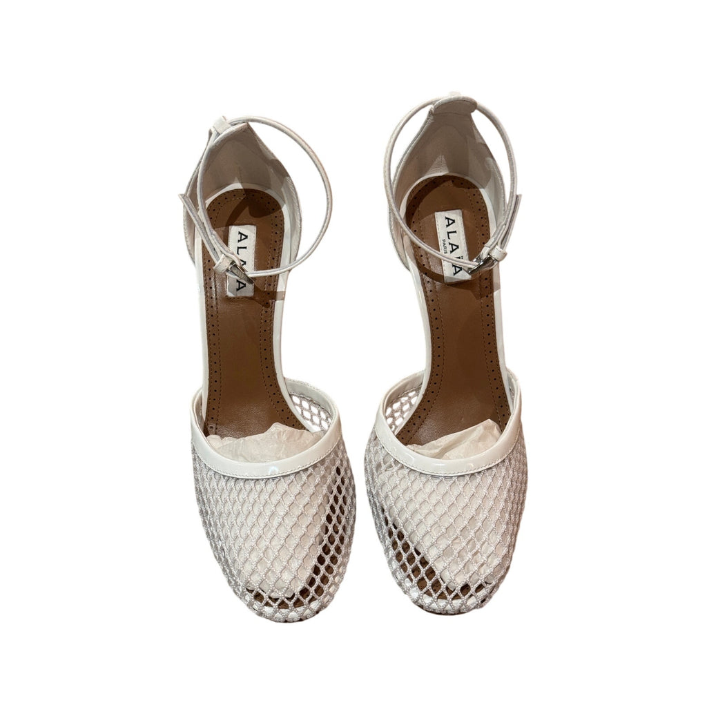 Alaïa 90MM Mesh & Leather Pumps in Blanc Optique | Size 37 | New in Box