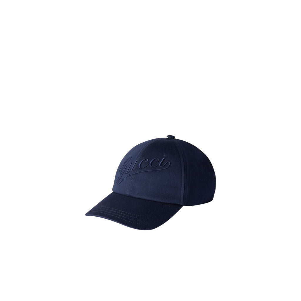 Gucci Navy Logo Embroidered Cotton Baseball Cap Size S Adjustable Strap NWT