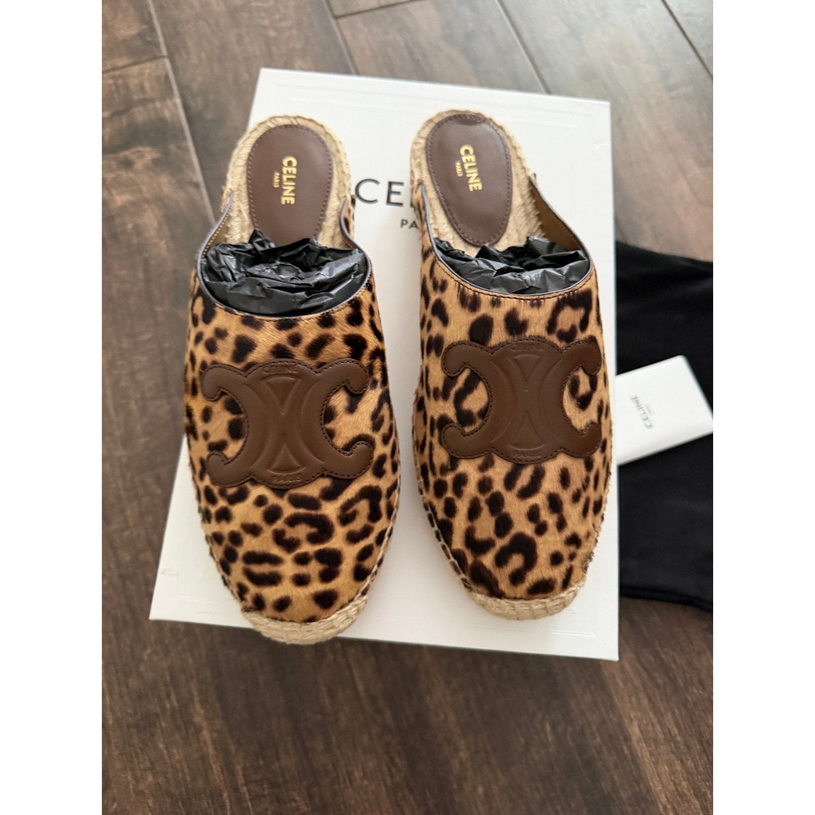 Celine LES ESPADRILLES CELINE MULE IN Leopard Printed Hairy Calfskin Size 39 BNIB