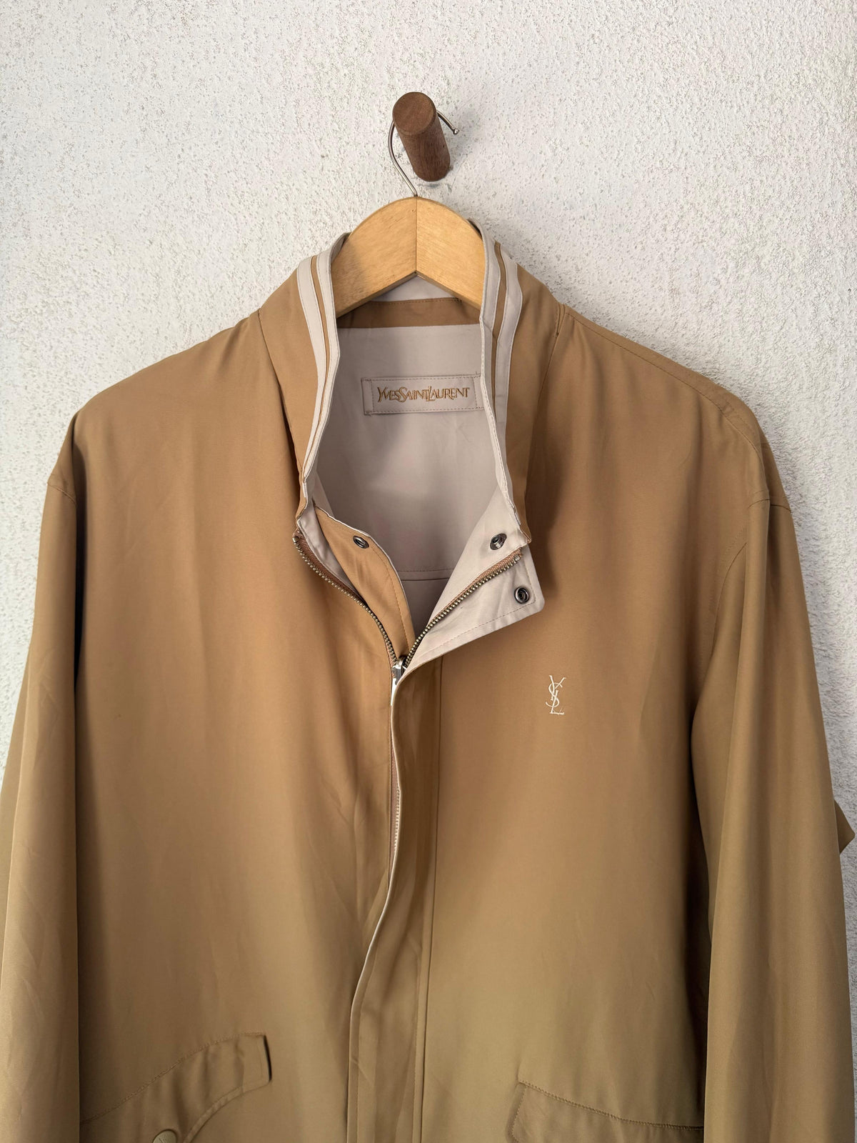 Yves Saint Laurent Vintage YSL Reversible Khaki Beige Windbreaker Bomber Jacket Size 100