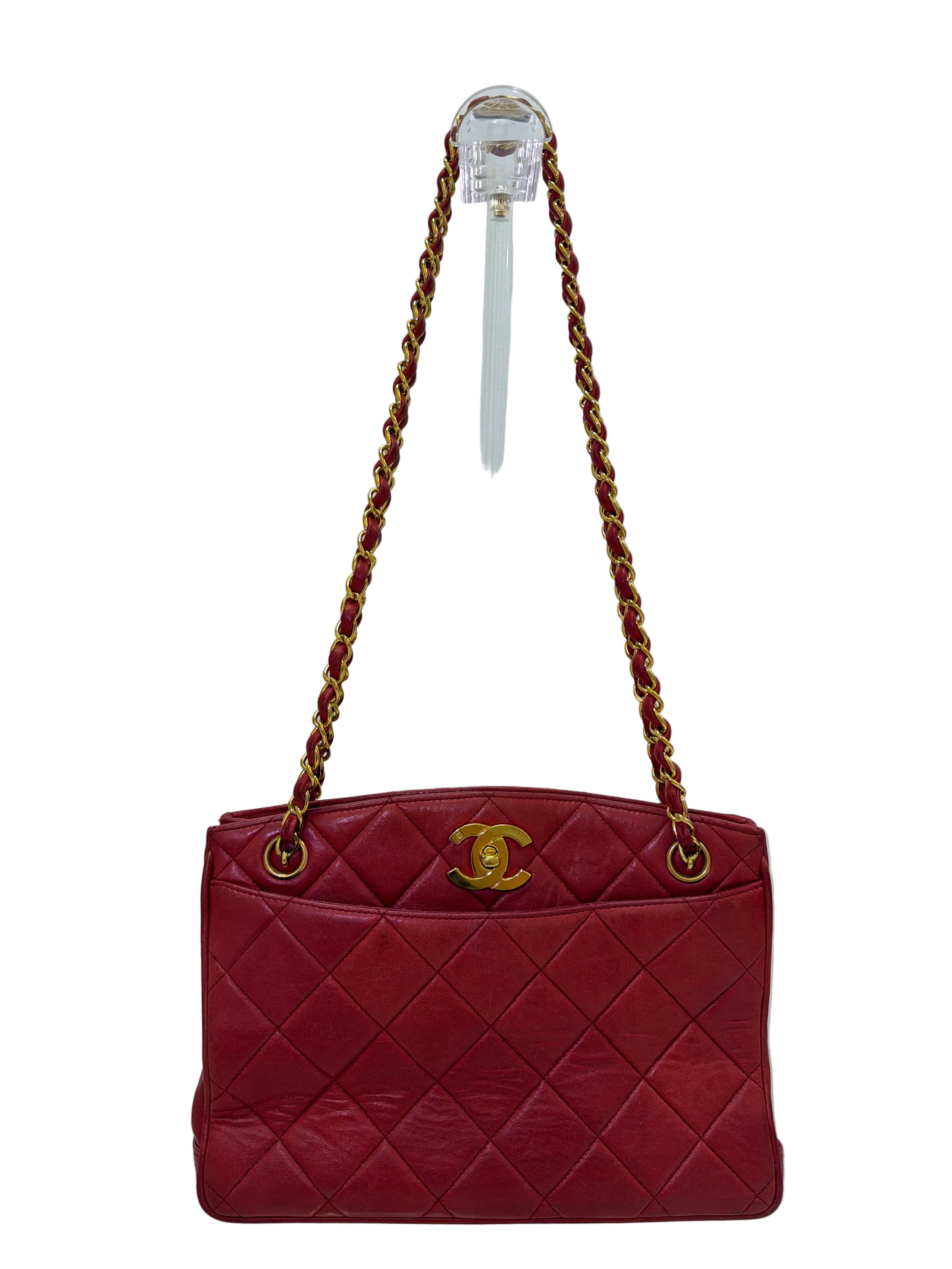 Chanel Red Maxi CC Tote 1994-1996