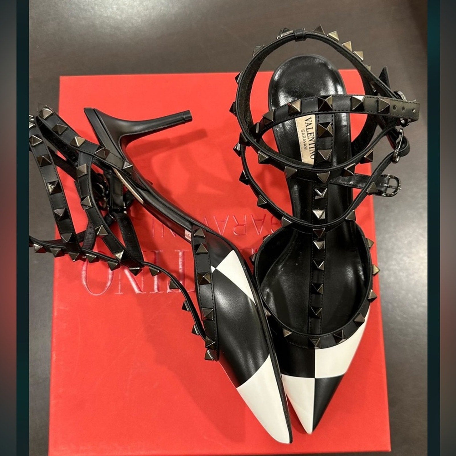 VALENTINO GARAVANI Rockstud 65 checked leather pumps BNIB 40