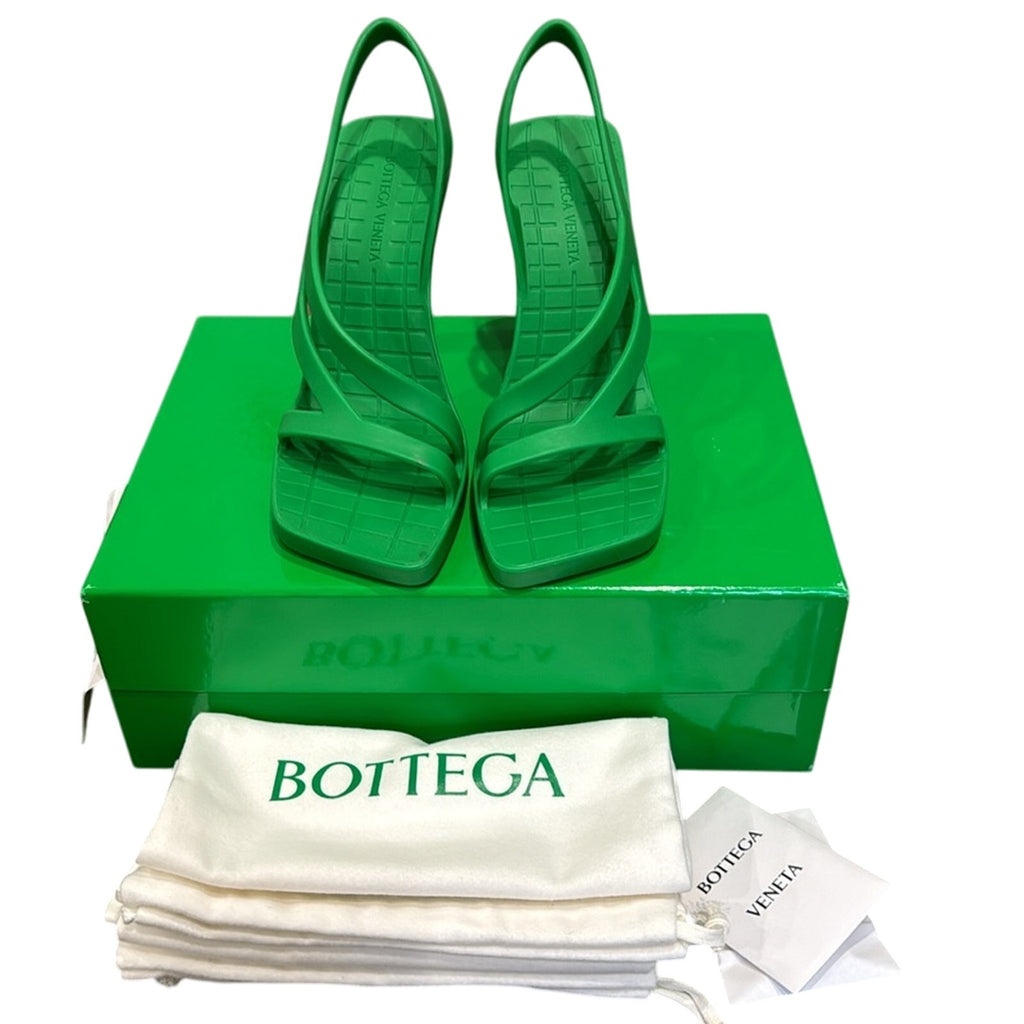 Bottega Veneta Jimbo Rubber Slingback Sandals Parakeet Green BNIB 38