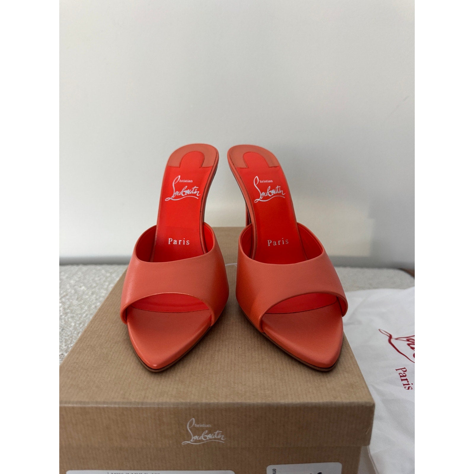 Christian Louboutin
Women’s 100mm Miss Z Leather Mule Sandals SIZE 36.5