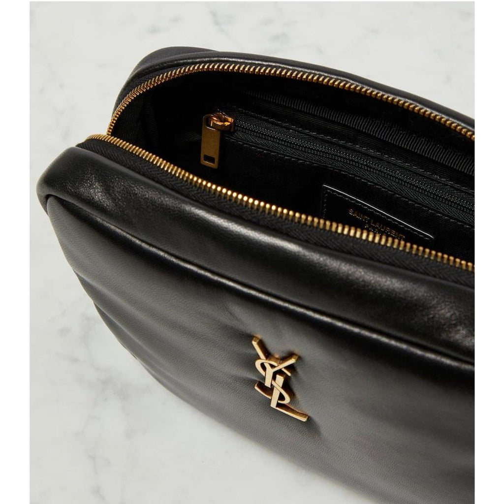 Saint Laurent YSL Calypso Black Quilted Lambskin Leather Clutch & Pouch NWT