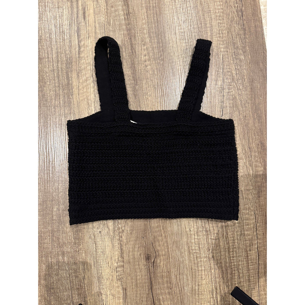 GUCCI Black Crochet Cotton Top Ready-To-Wear Size Small NWT