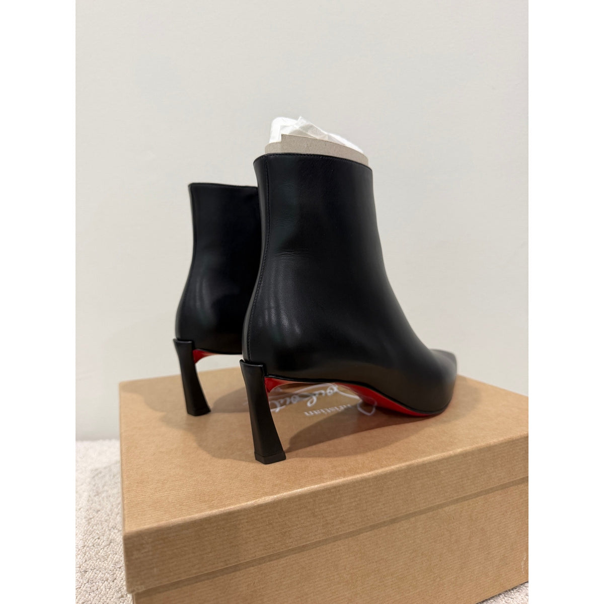 Christian Louboutin Condora Booty Black Calf Leather 55mm | New in Box 39.5