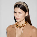 Gucci GG Canvas Padded Hair Band Beige Ebony Brown Classic Design NWT
