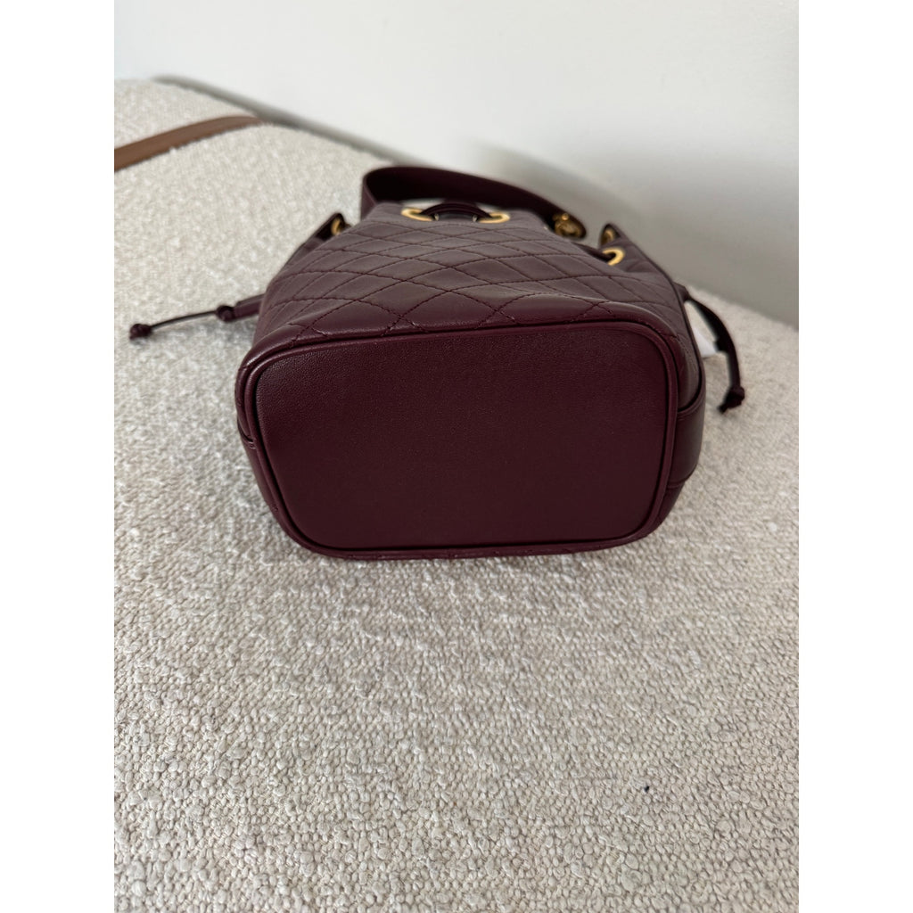 SAINT LAURENT Small Cassandre Quilted Bucket Bag NWT Hot Wine