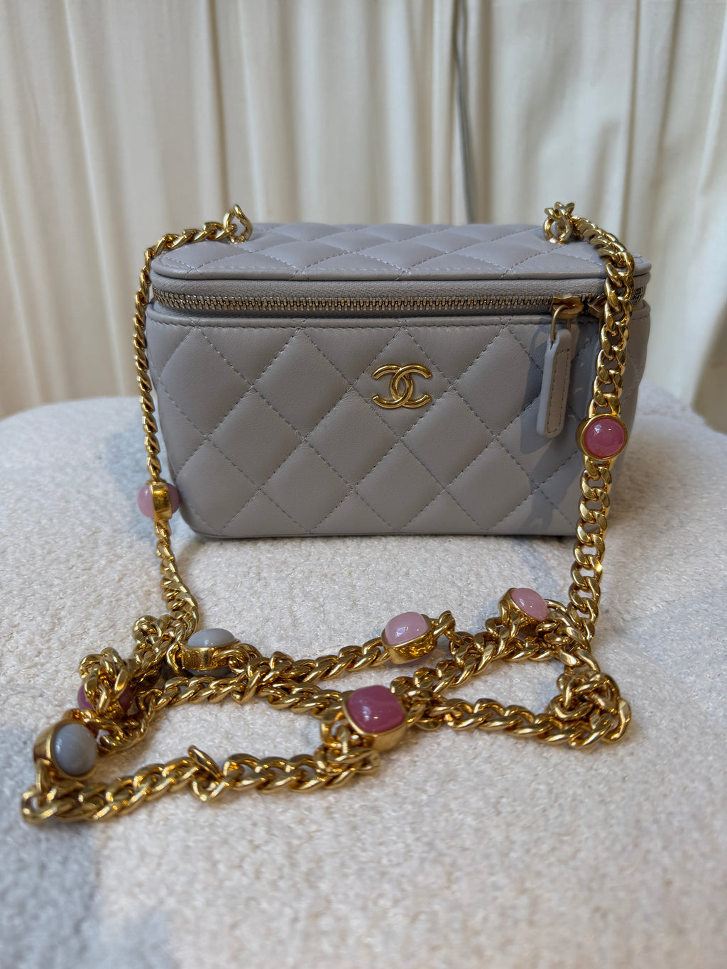 Chanel Lambskin Resin Chain Grey Vanity