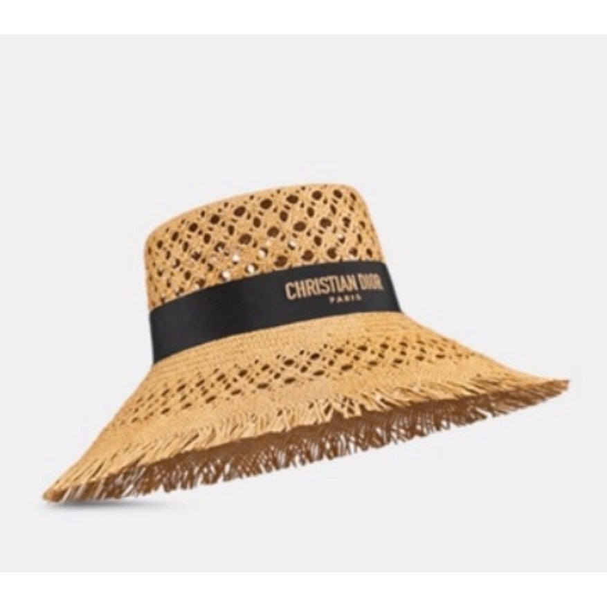 Christian Dior Naughtily-D Straw Hat Black Band • Size 58 • New With Tags