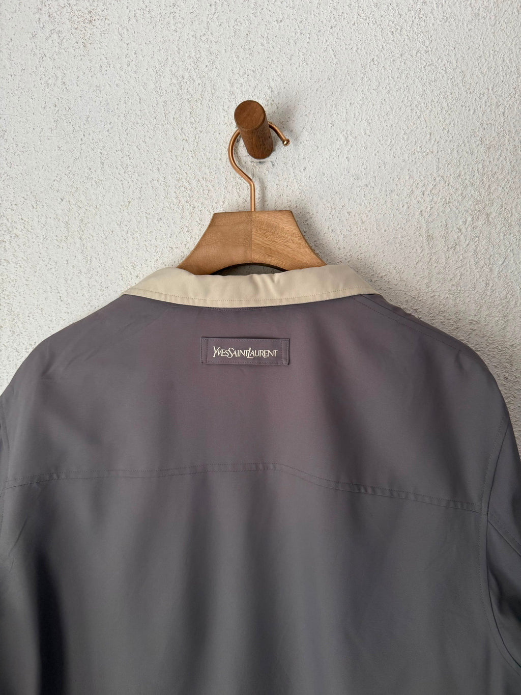 Yves Saint Laurent Vintage YSL Grey Beige Windbreaker Bomber Jacket