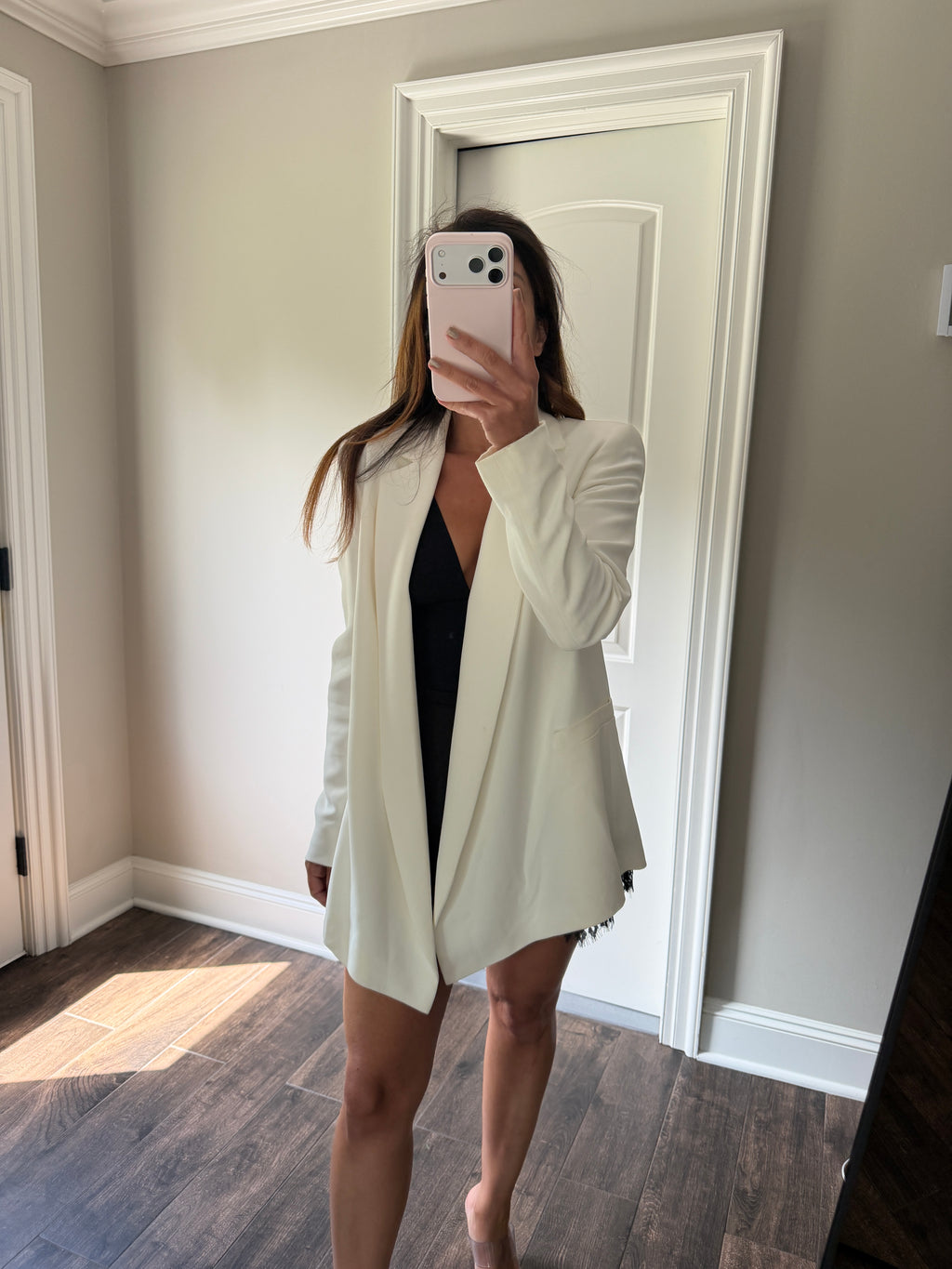 Escada Ivory Open Front Shawl Collar Blazer DE36 Tailored Designer Jacket