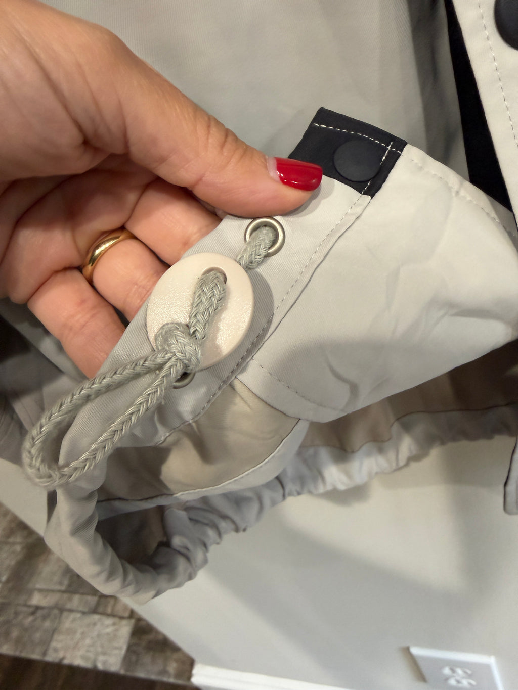 Yves Saint Laurent Vintage YSL Light Grey Windbreaker Bomber Jacket Cinch Hem