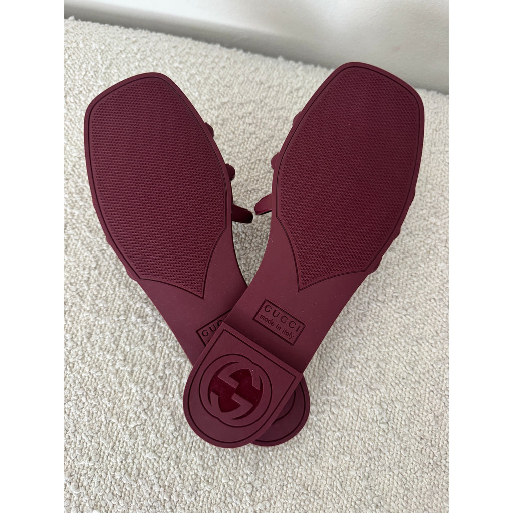 Gucci Women’s Palma Slide Sandals 37 BNIB in Burgundy