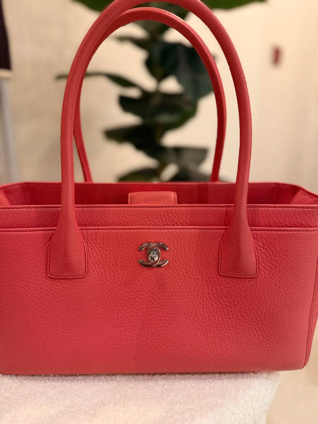 Chanel Small Executive Cerf Tote Bag Pink Leather Silver Hardware
