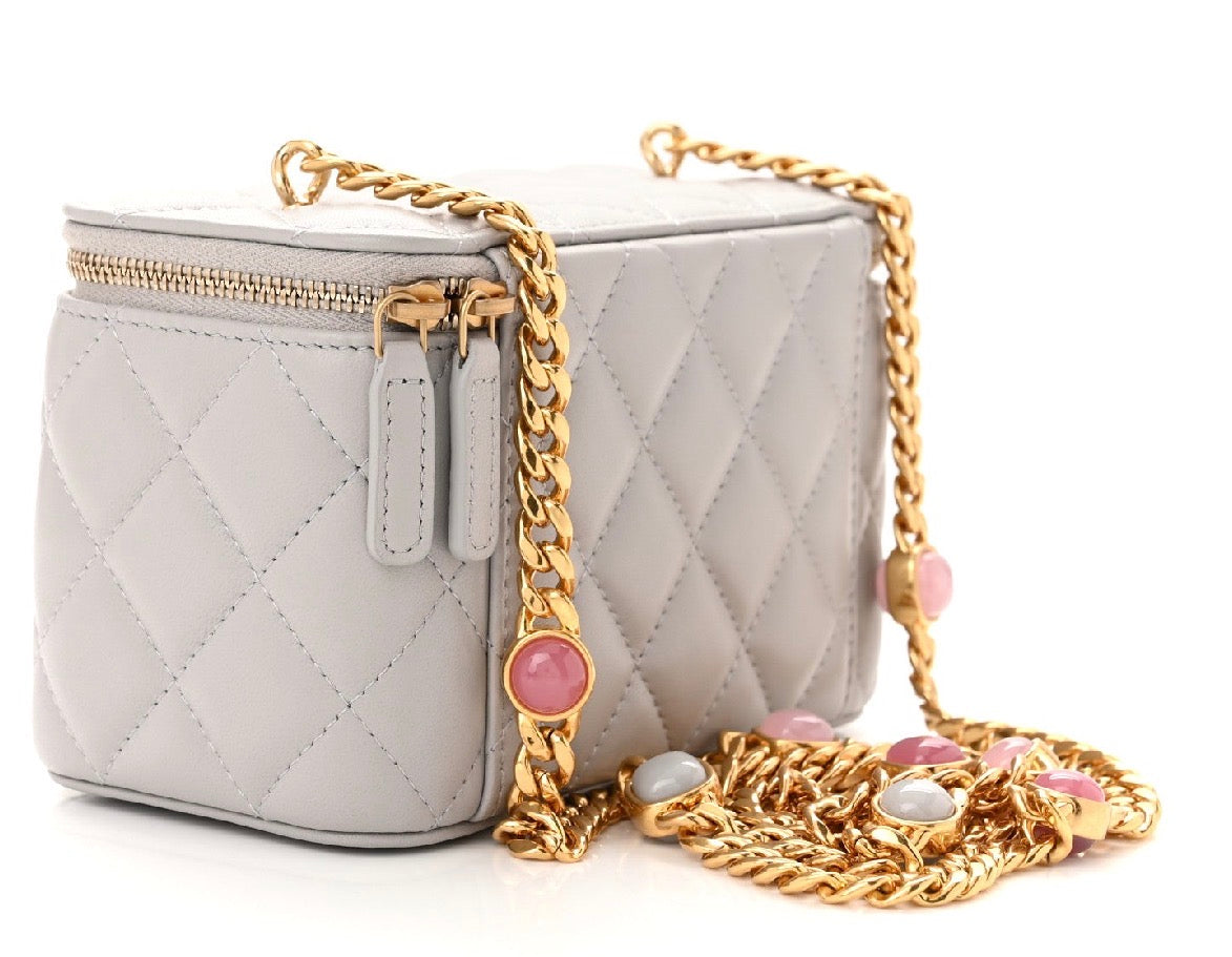 Chanel Lambskin Resin Chain Grey Vanity