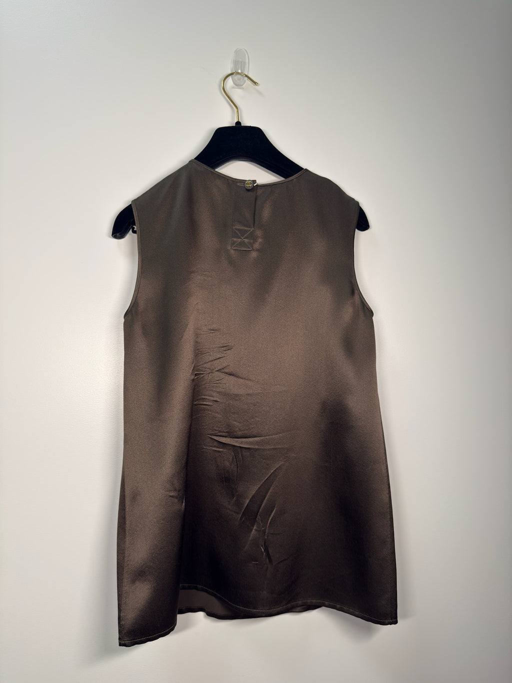 Chanel Silk Brown Blouse CC button