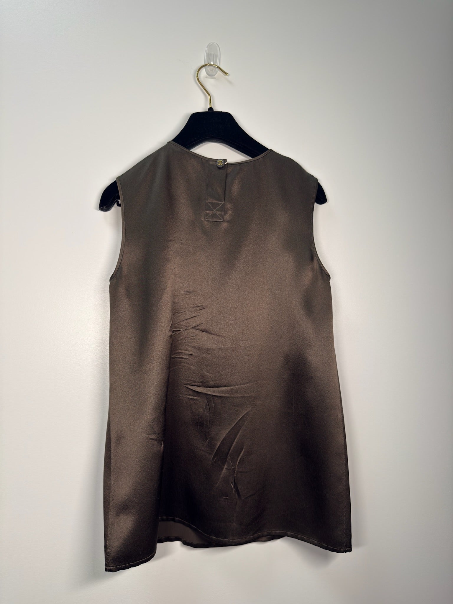Chanel Silk Brown Blouse CC button