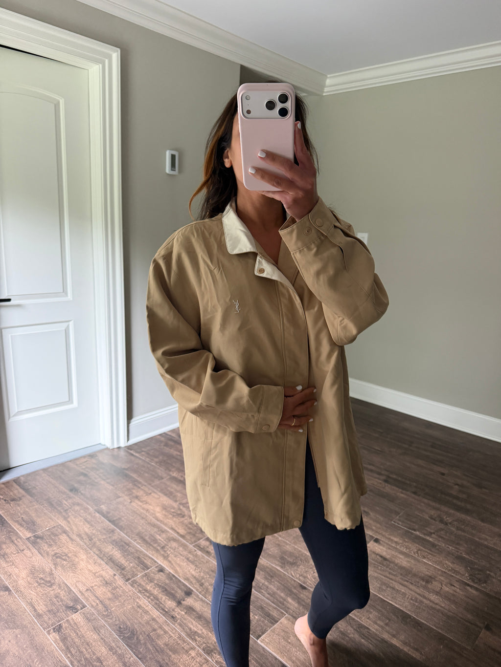 Yves Saint Laurent Vintage YSL Beige Windbreaker Bomber Jacket Size 100