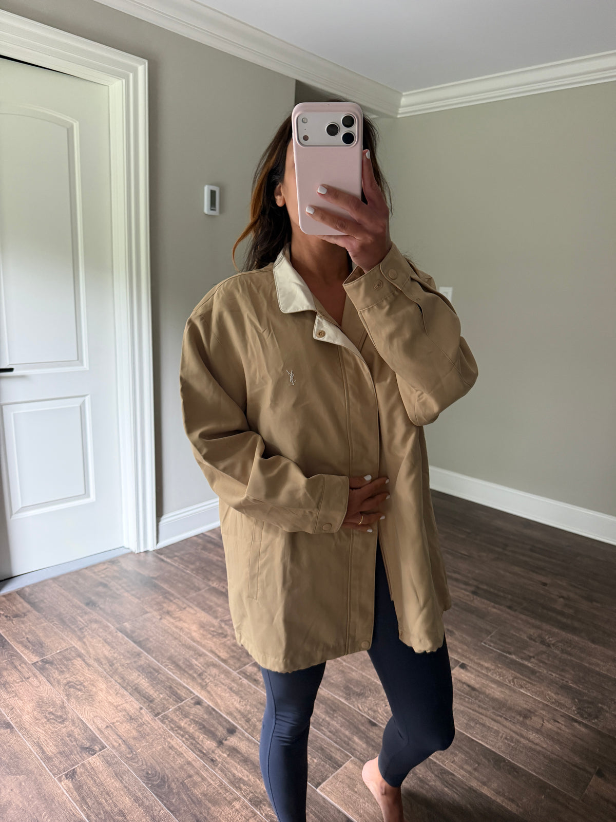 Yves Saint Laurent Vintage YSL Beige Windbreaker Bomber Jacket Size 100