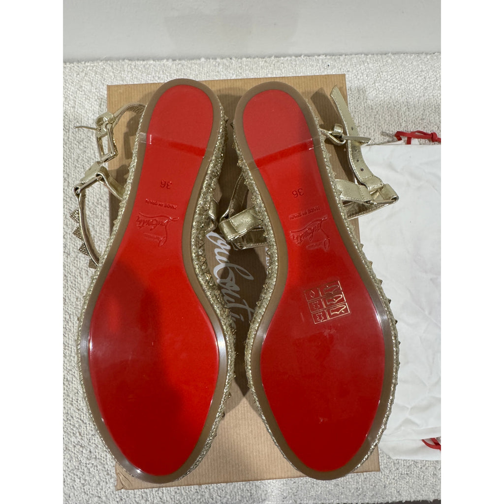 Christian Louboutin Pyraclou 60 Silver Spiked Wedge Sandals Size 36 BNIB