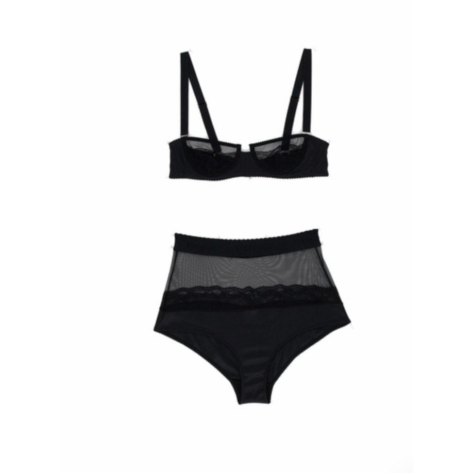GUCCI SET LINGERIE SILK DUCHESSE BLACK SIZE XSMALL