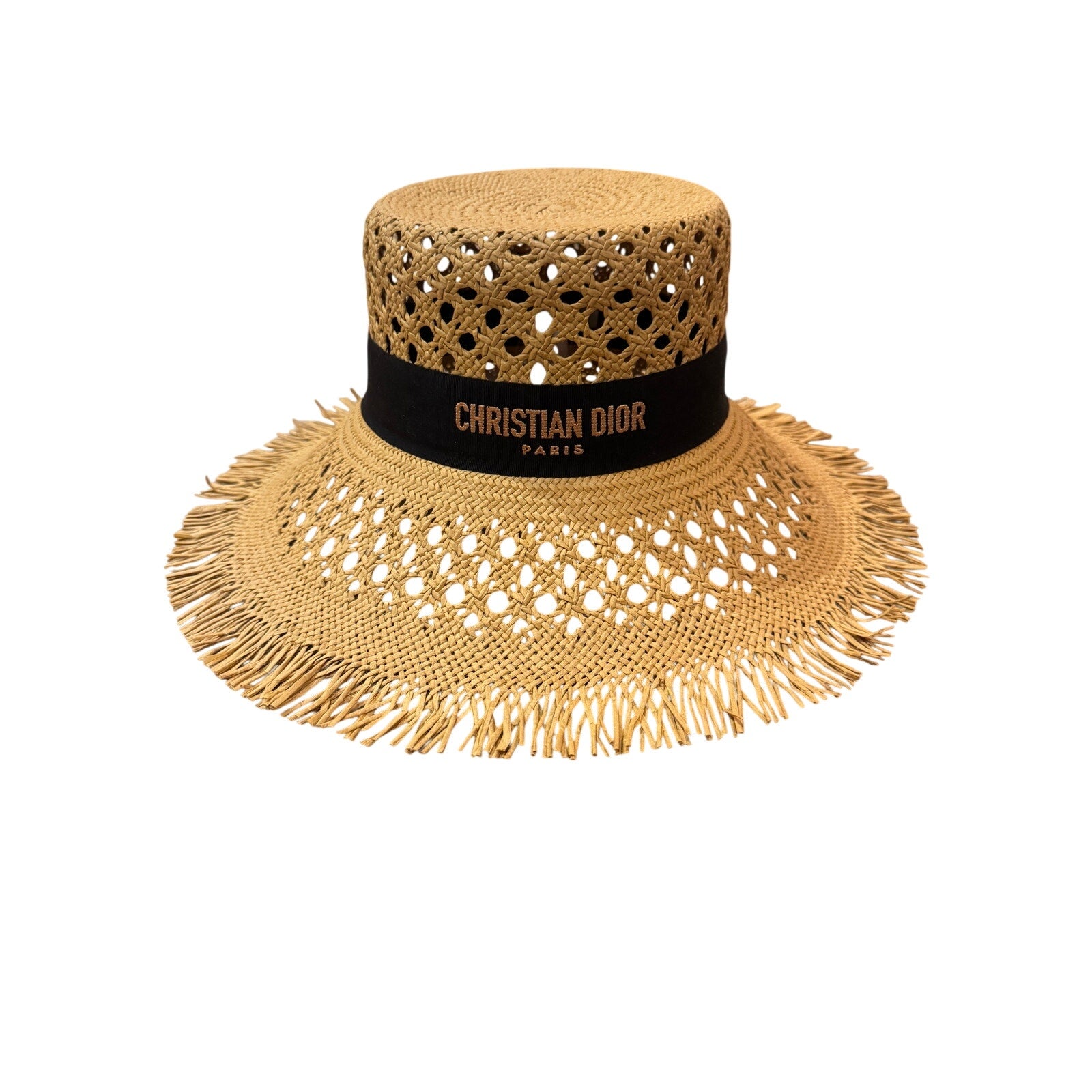 Christian Dior Naughtily-D Straw Hat Black Band • Size 58 • New With Tags