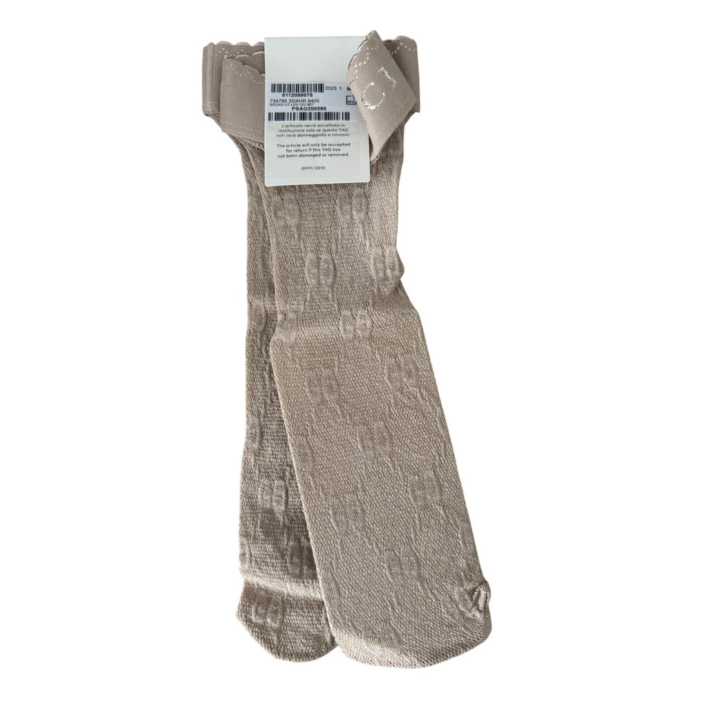 Gucci GG Logo Net Ankle Socks Lit Lux GG Champagne NWT size Medium