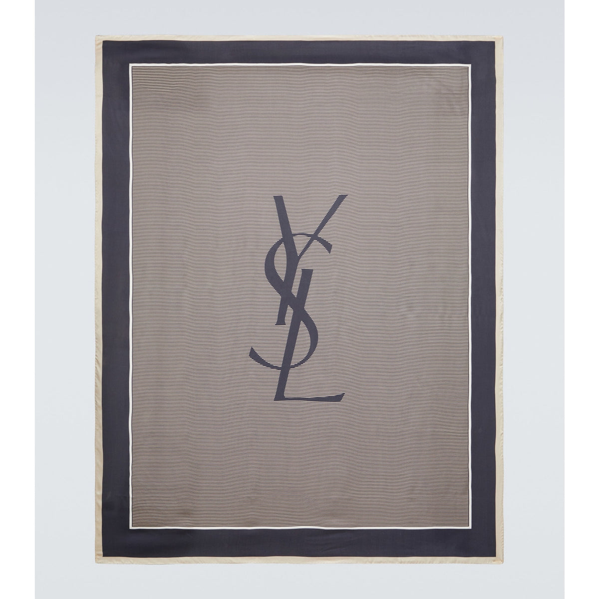 Saint Laurent Cassandre Silk Scarf Navy Ivory | 100% Silk | Brand New With Tags