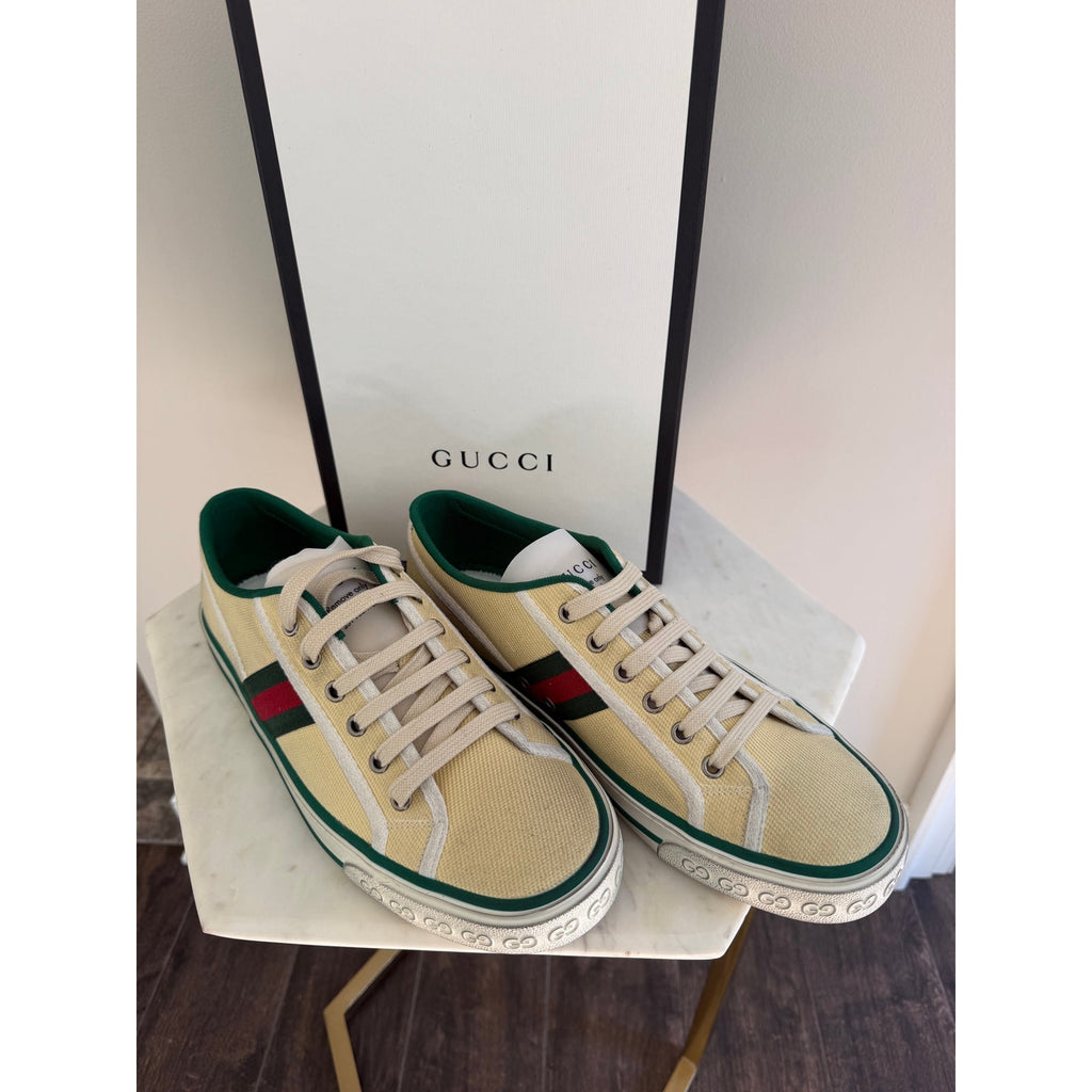 Gucci Tennis 1977 Canvas Sneakers Beige Green Red Men’s UK 8.5 US 9 New in Box