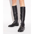 Gucci Jordaan Leather Knee High Boots Black Lambskin Horsebit Size 38.5 BNIB