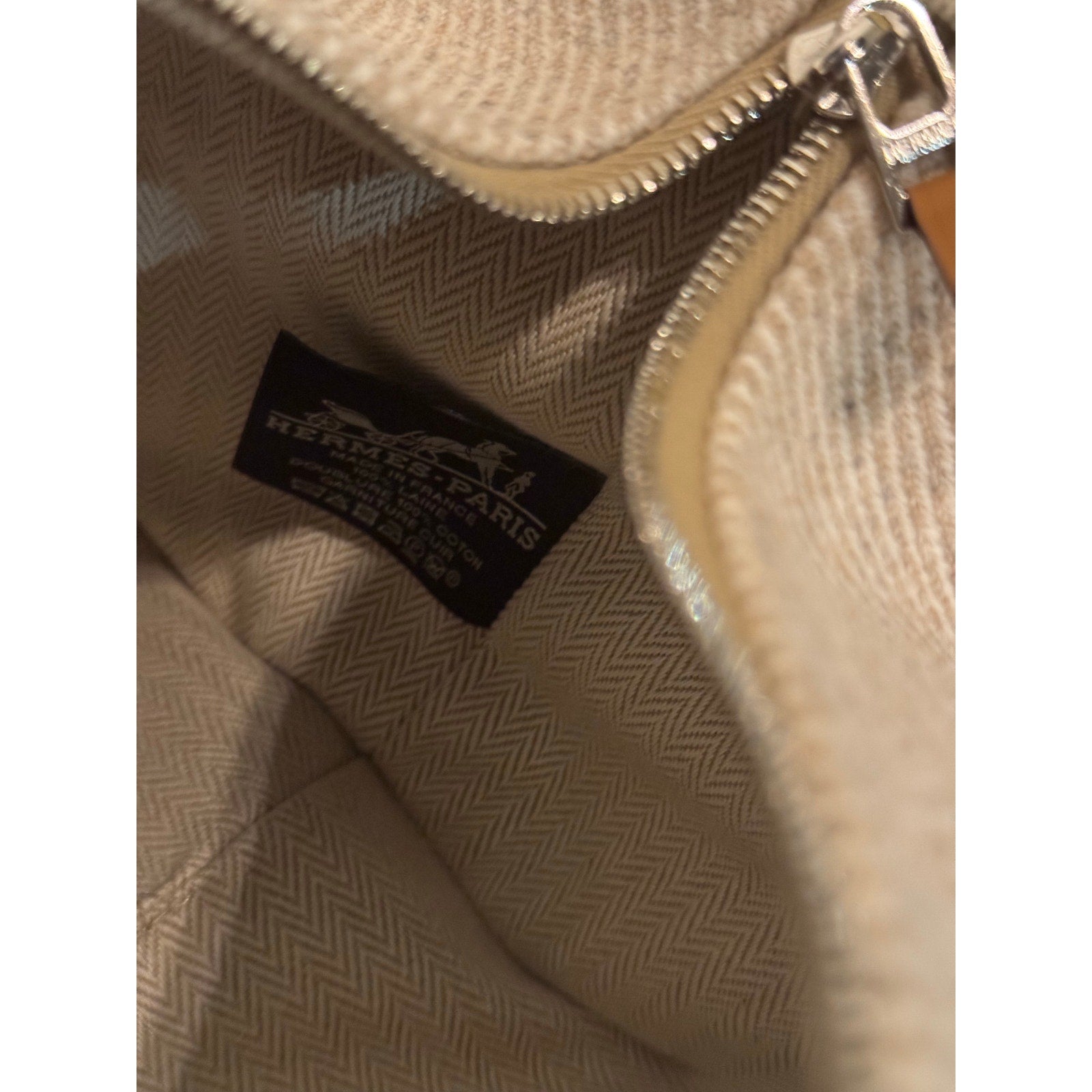 HERMES Wool Small Au Carre Bride-A-Brac Vanity Pouch Seigle Bag