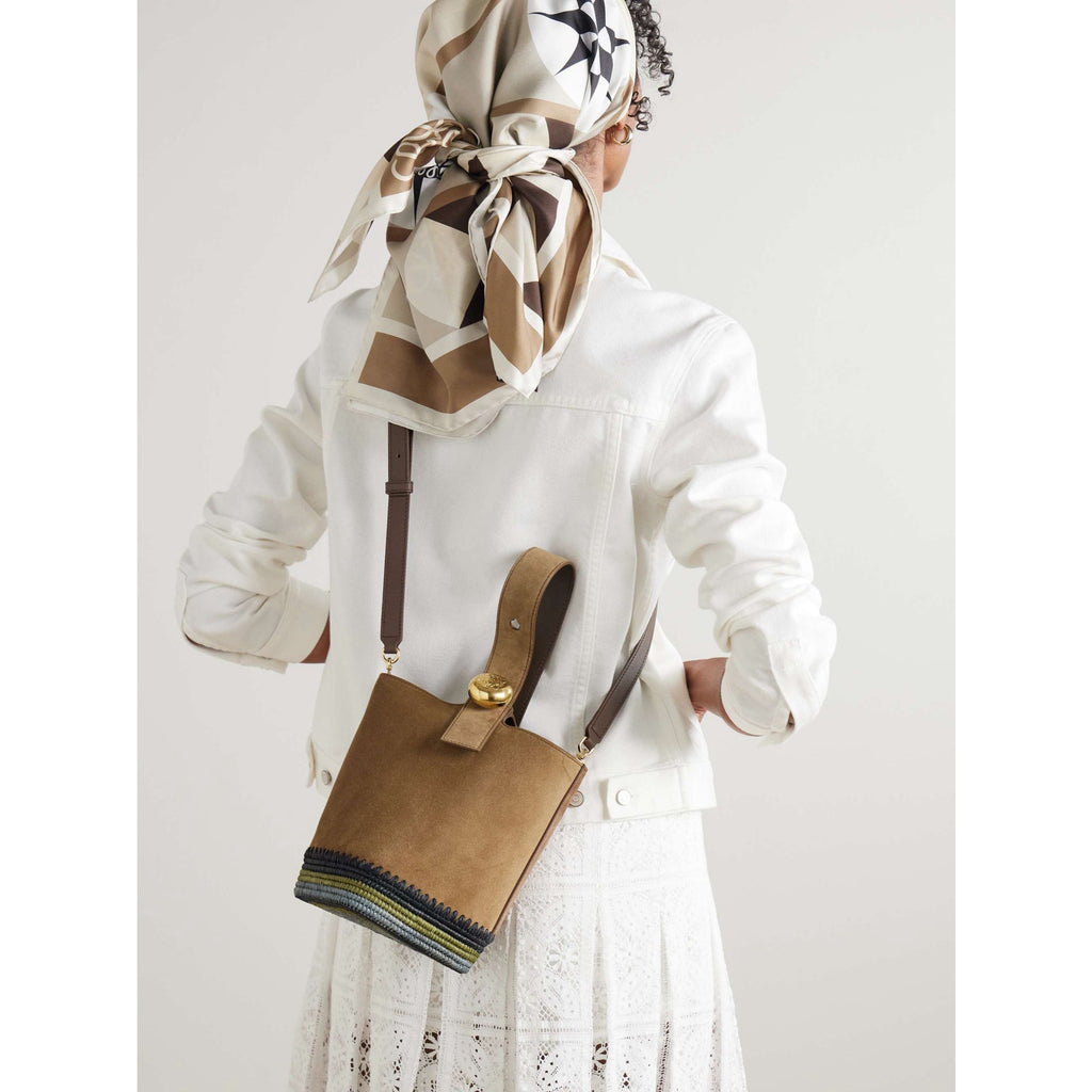 Loewe
Women’s LOEWE x Paula's Ibiza Mini Pebble Suede & Raffia Bucket Bag NWT