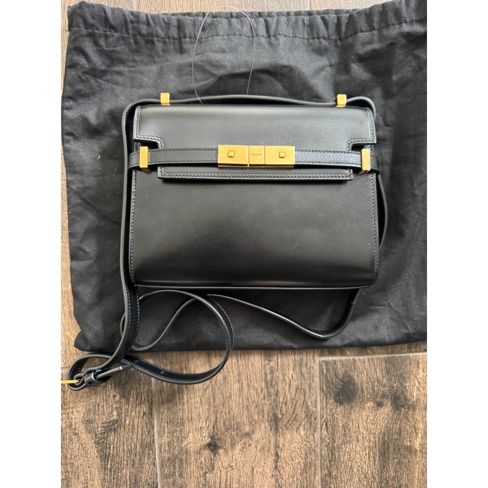 SAINT LAURENT  Manhattan Mini Calfskin Shoulder Bag Black