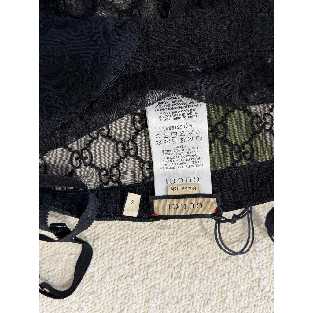 Gucci GG Black Tulle Lace bodysuit Small NWT